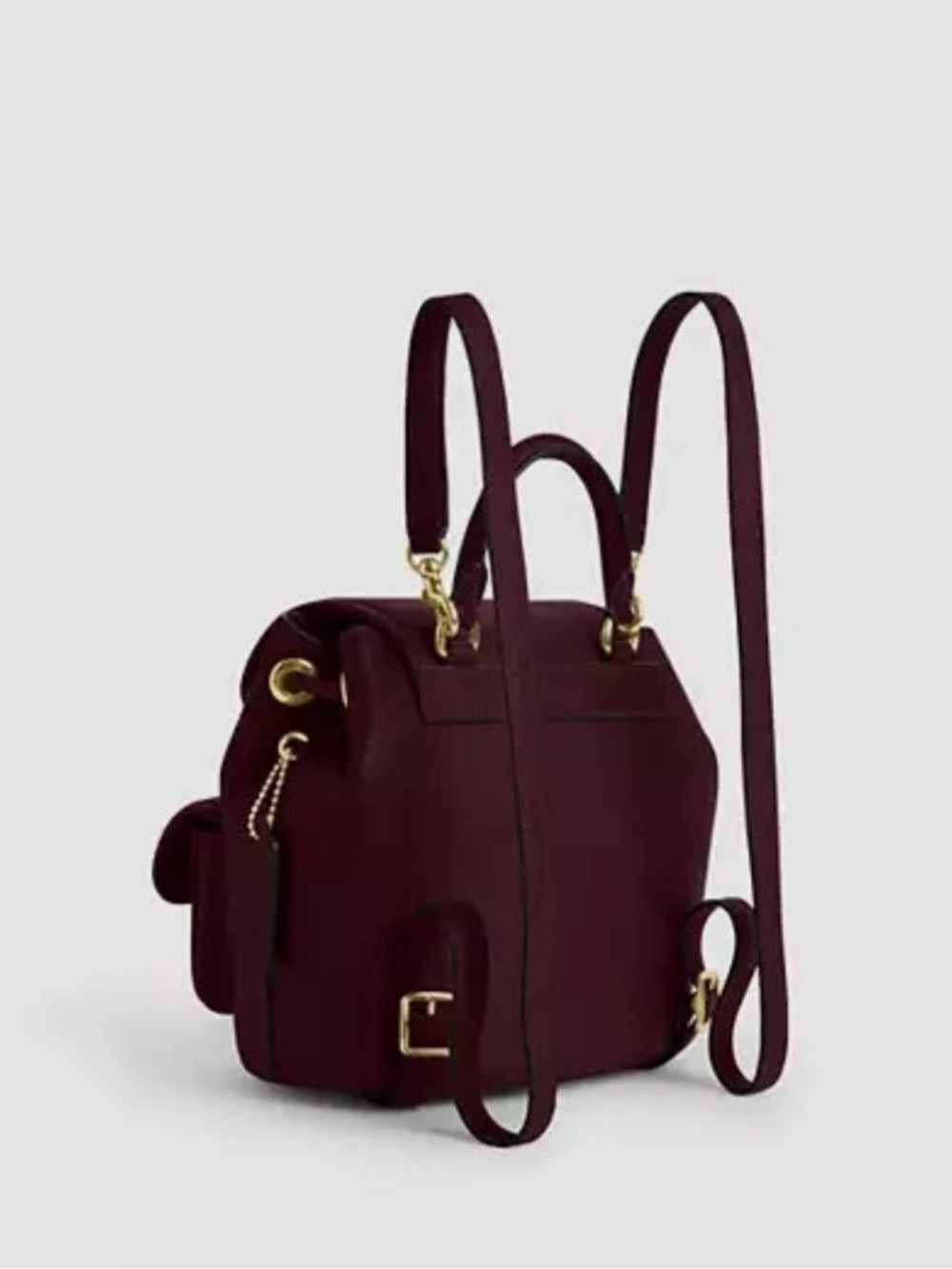 Coach Hadley Backpack Pebble Leather Gold Dark Wine - Picture 12 of 12
